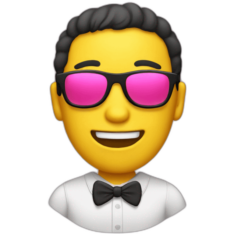 2D emoji, who is yellow male with Pink sunglasses with black  border emoji