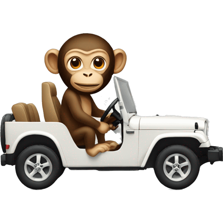 Monkey driving jeep emoji