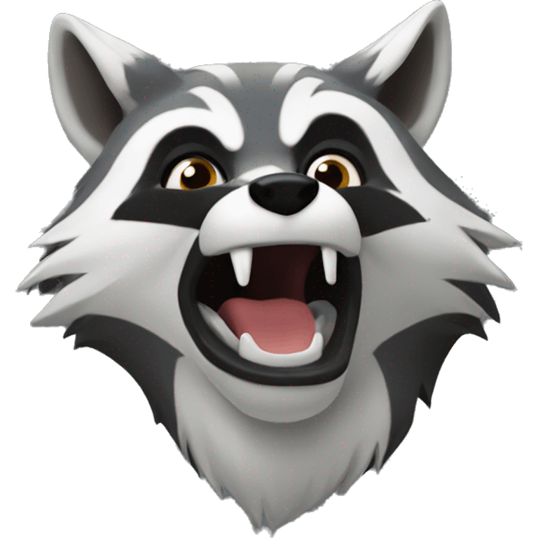 Howling raccoon head emoji