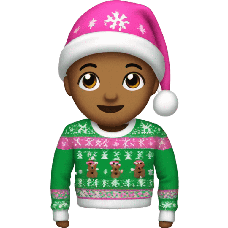 Pink cutesy ￼christmas sweater emoji