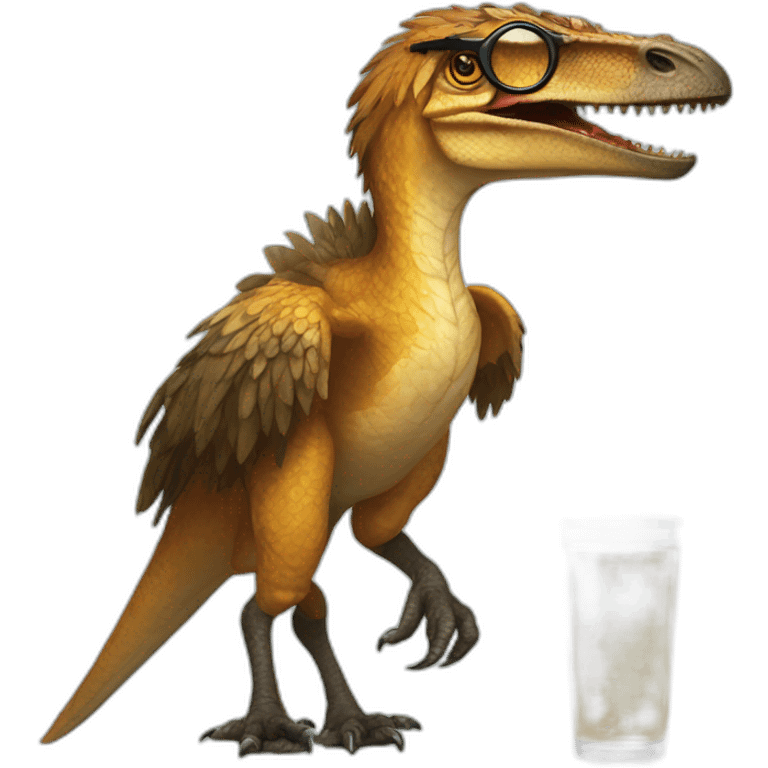 Deinonychus with glasses of sun emoji