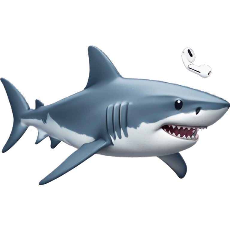 A shark with AirPods in the disco emoji