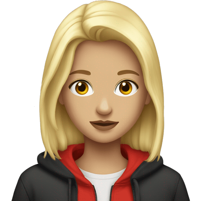 a blonde girl with an albanian hoodie  emoji