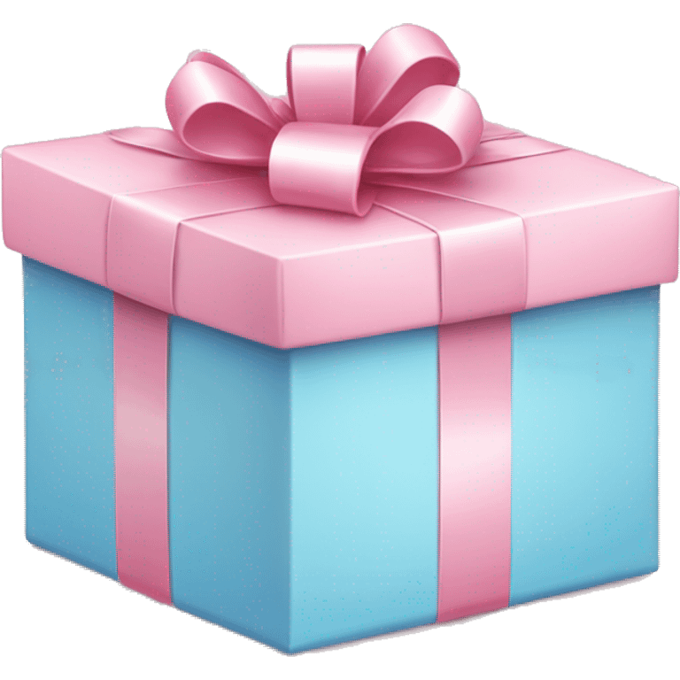 Baby pink Present box with baby blue ribbon emoji