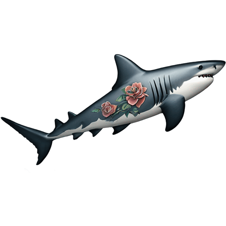 Shark with tattoos of human emoji