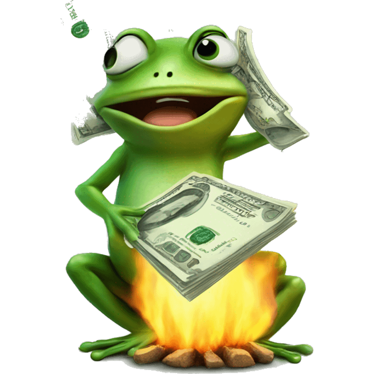 Frog burns money  emoji