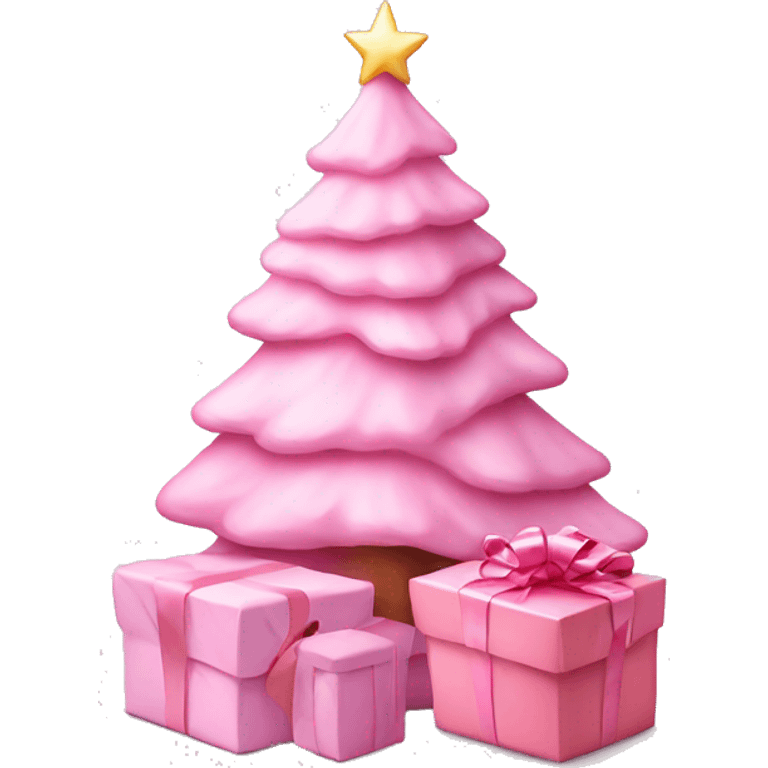 Pastel pink Christmas tree with pink gift emoji