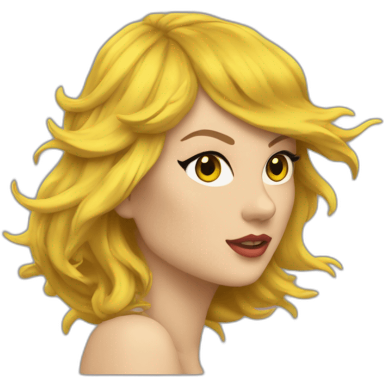 Taylor swift avec une robe jaune et les cheveux dans le vent emoji