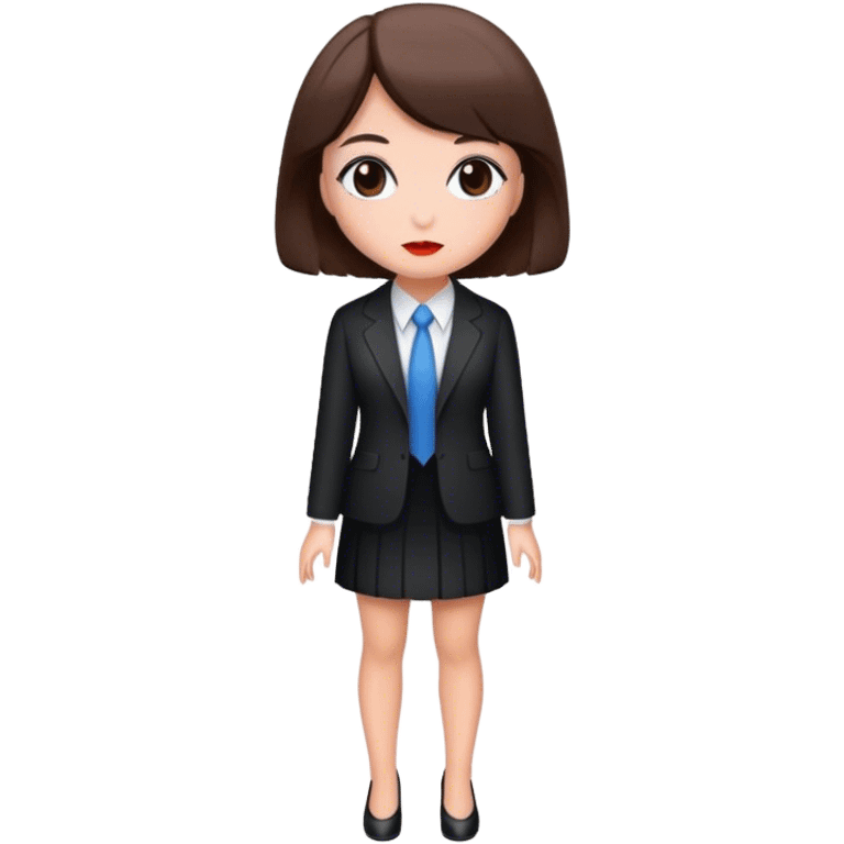 Pretty woman with short brown hair dressed as Wednesday  emoji