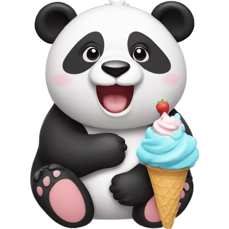 Panda eating ice cream emoji