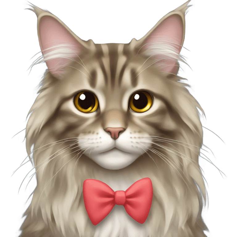 Maine Coon girl with bow emoji