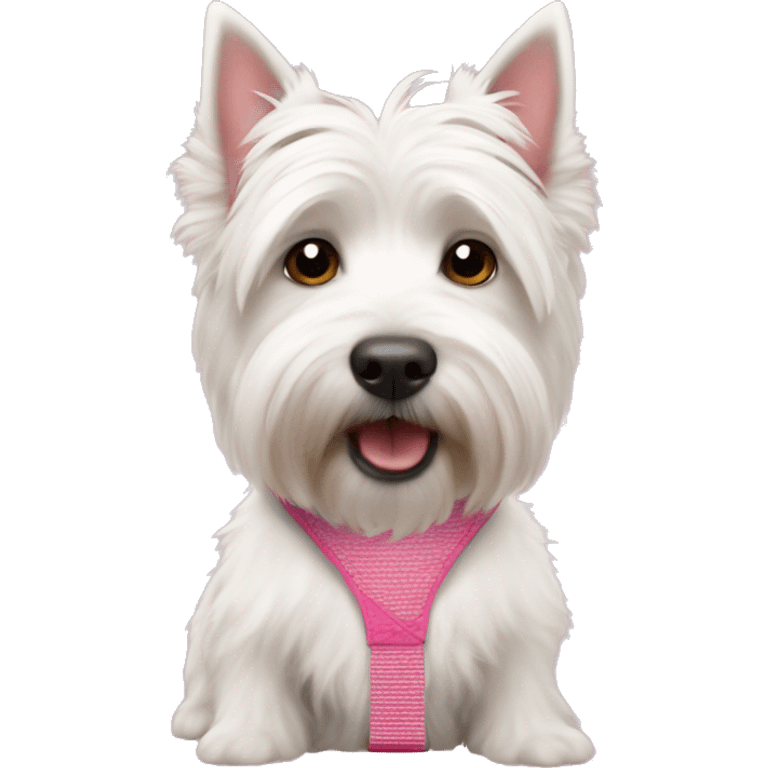 White west terrier in pink suspenders emoji