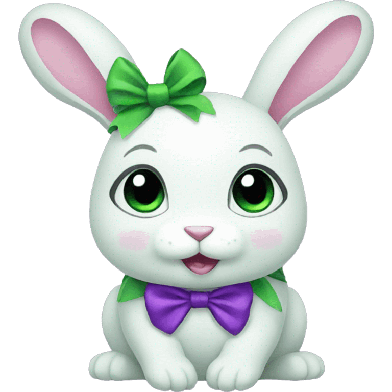 Female green rabbit with a purple bow emoji