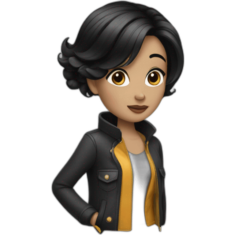 stylish girl with black hair emoji