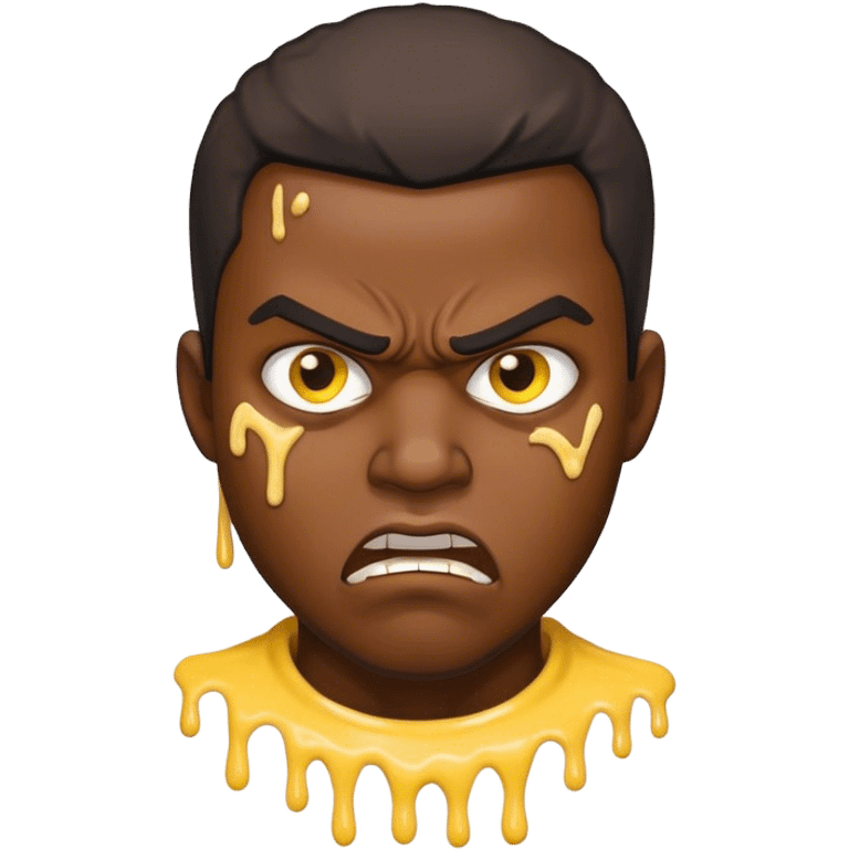 angry homeless black guy with yellow and brown icing on his face emoji