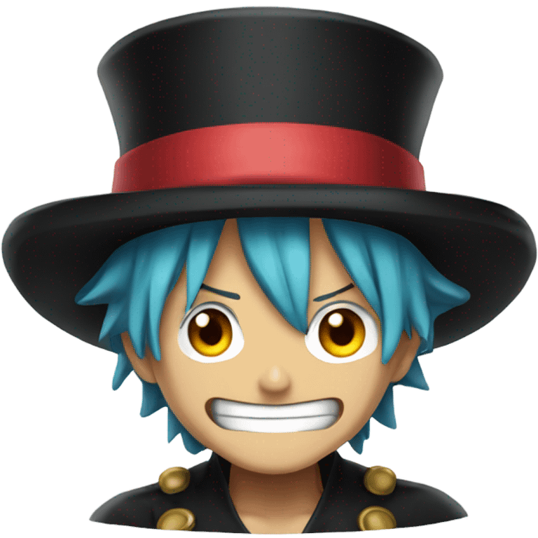 one piece anime with tophat emoji