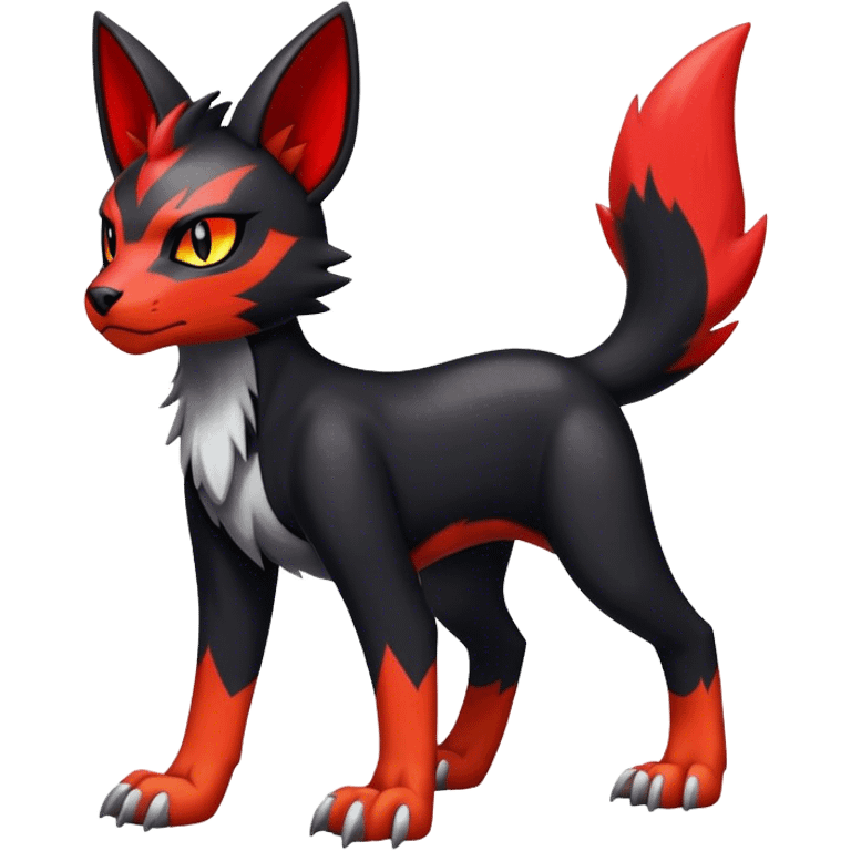 Cool edgy Torracat-Houndour-Digimon, full body emoji