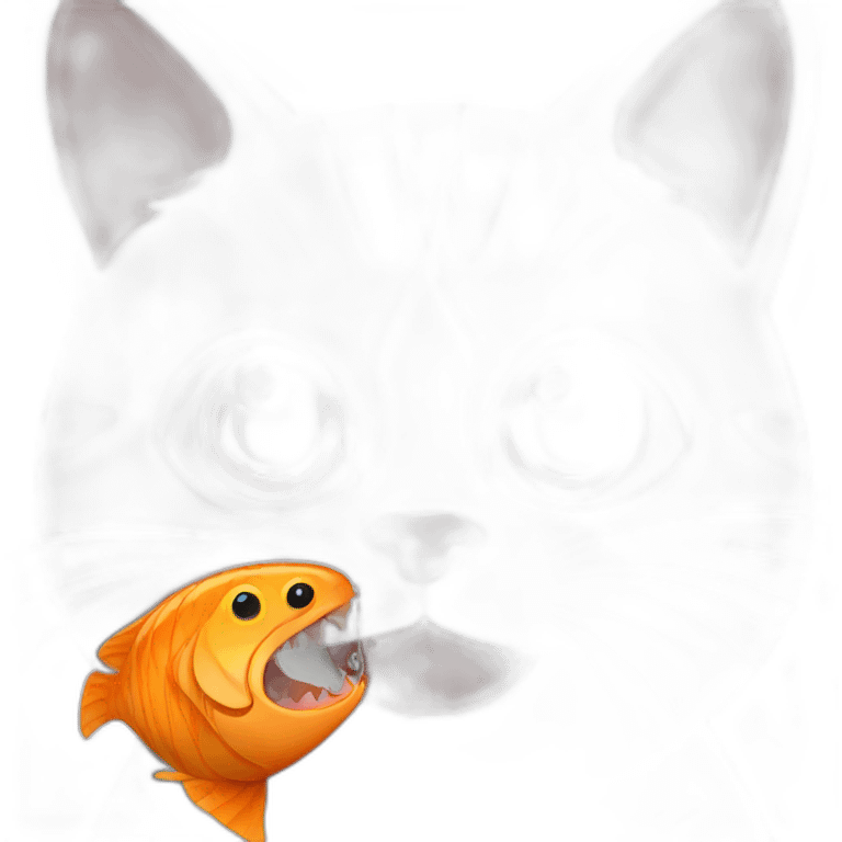 Cat eats fish emoji