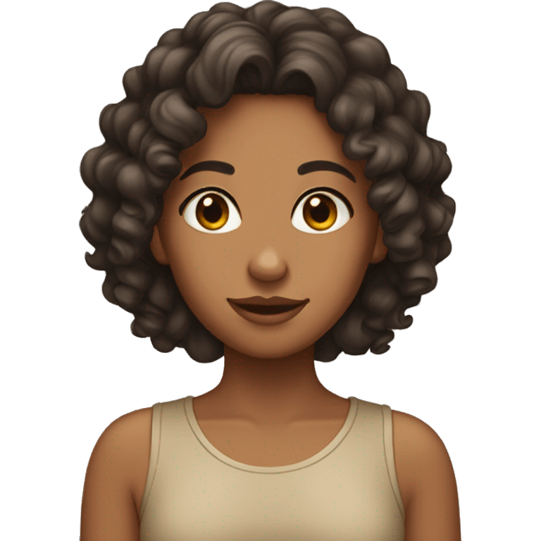 tan girl with curly dark hair emoji