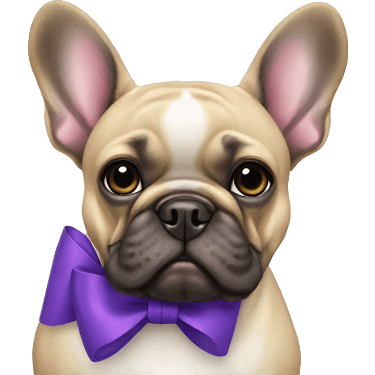 French bulldog with purple bow  emoji