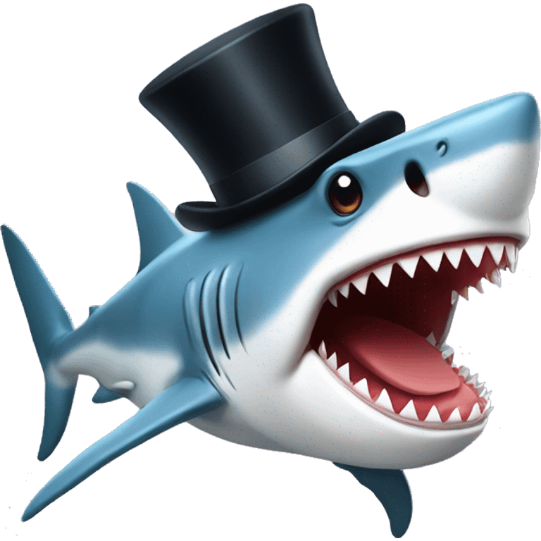 Shark with a top hat emoji