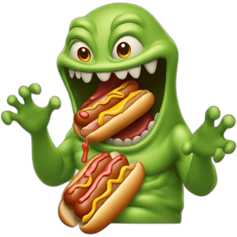 Slimer eating hot dogs emoji