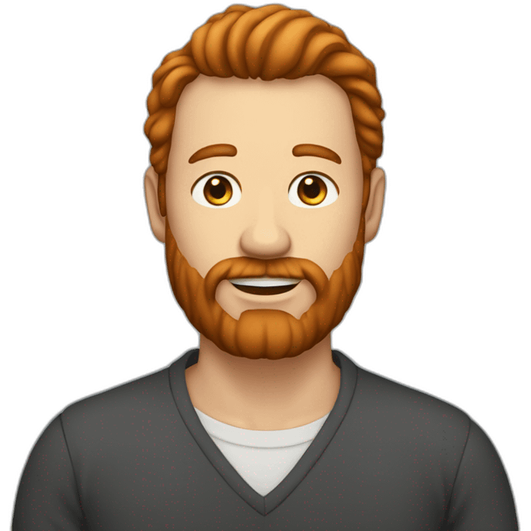 Homme sans cheveux à grosse barbe rousse emoji