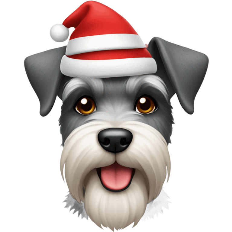 Schnauzer wearing santa hat emoji