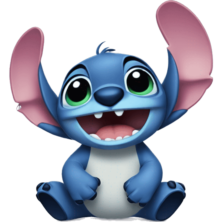 Cute stitch saying stop hand signal emoji