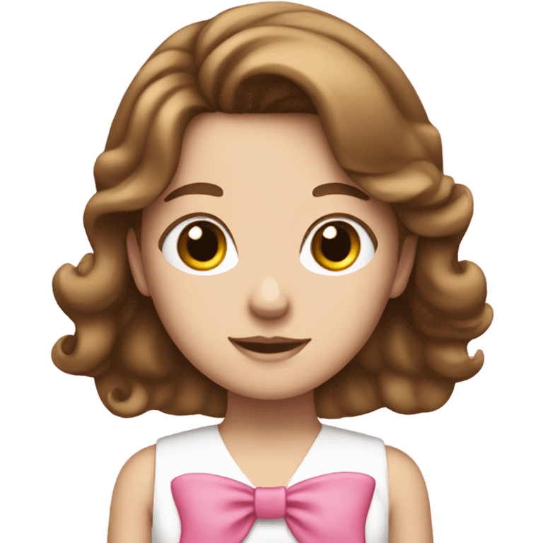 a brown haired white girl with a pink bow in hair emoji