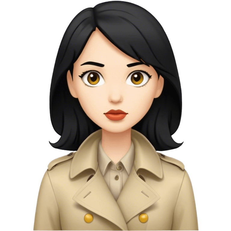 Women with black heir in trench emoji