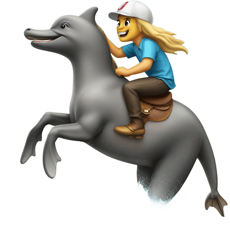 Dolphin riding a bronco emoji