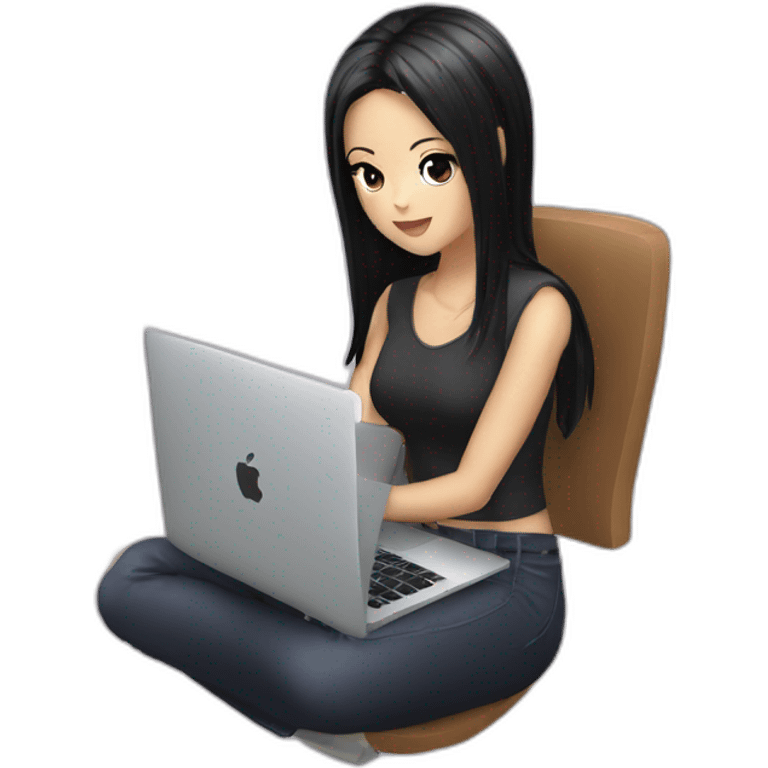 nico robin with a macbook emoji