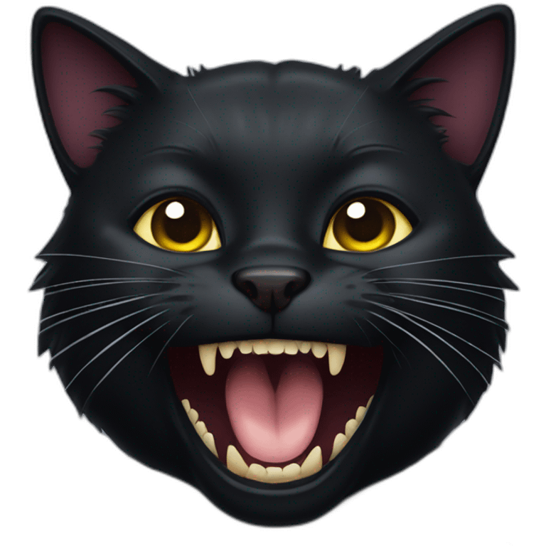 Black cat woth fangs emoji