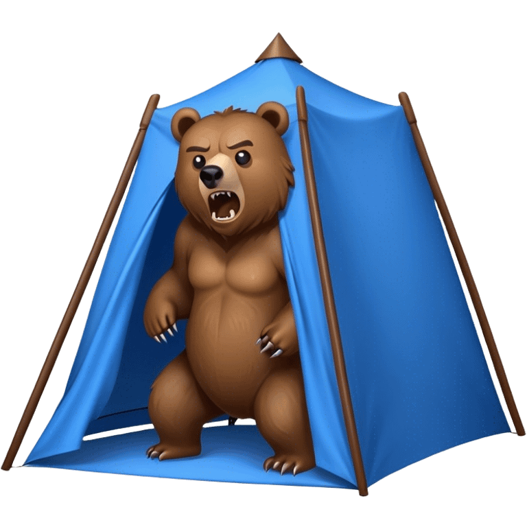 angry grizzly bear attacking a tent emoji