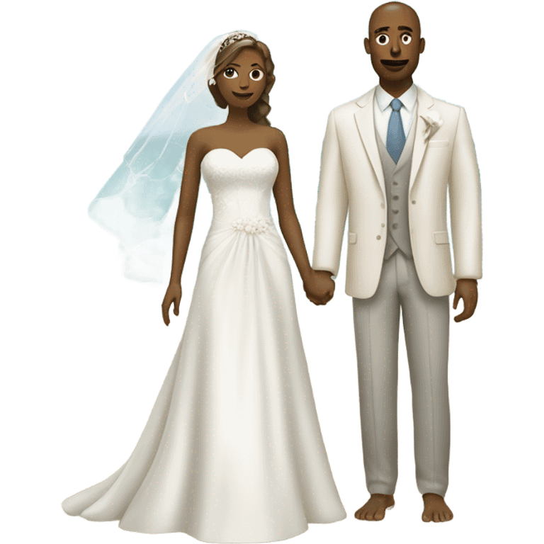 Bride and groom on beach emoji