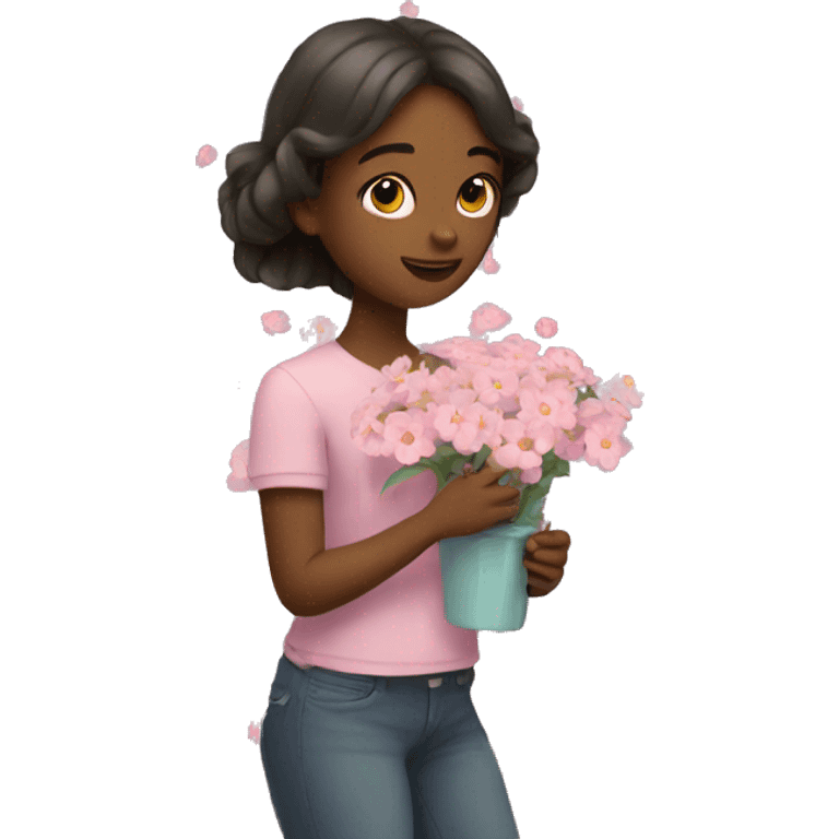 Girl with flowes emoji