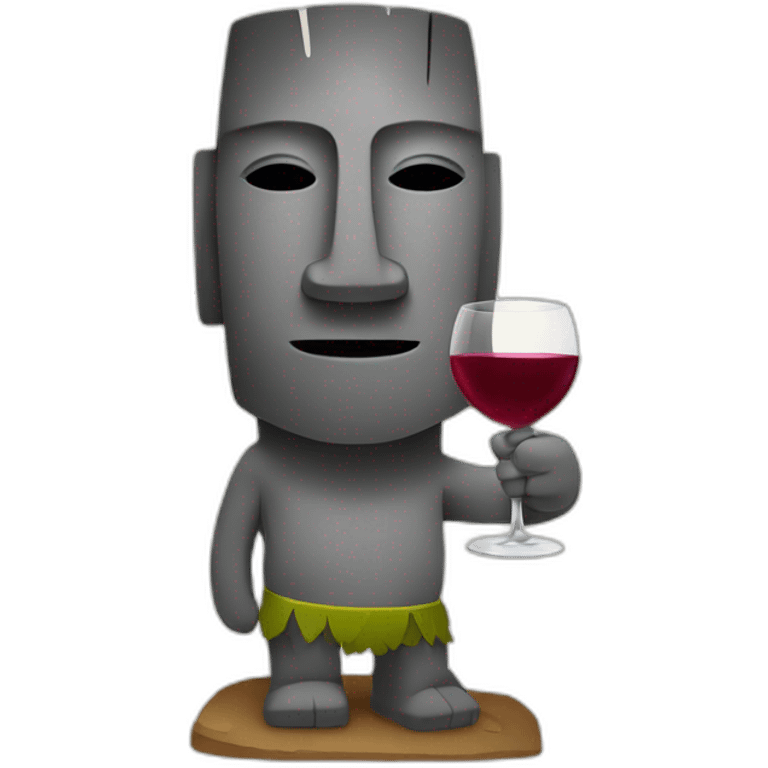 moai with wine glass emoji