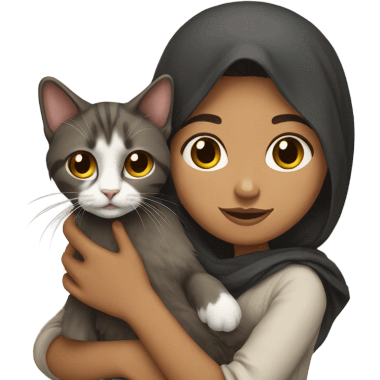 An Afghan girl with a ragdoll cat emoji