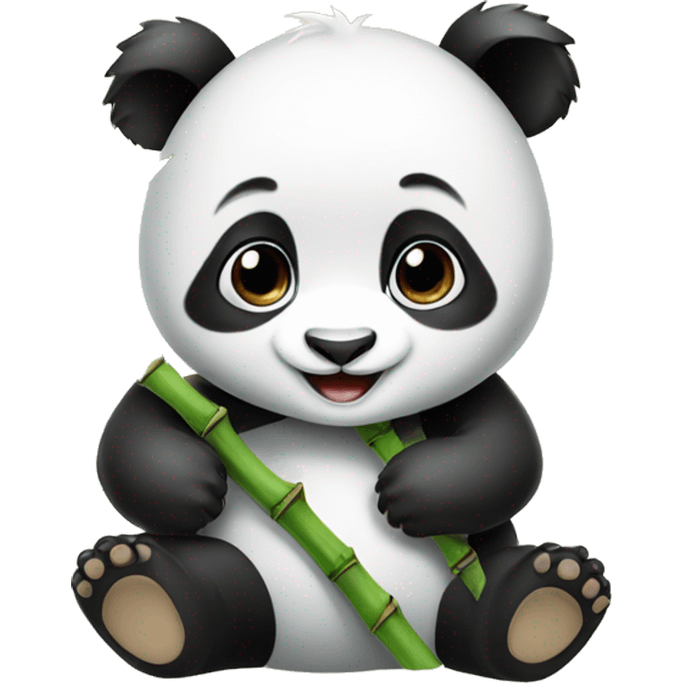 baby panda with bamboo emoji