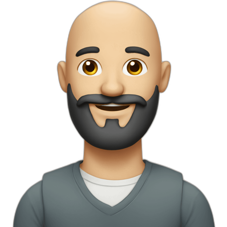 a happy bald man with moustache and long black beard emoji