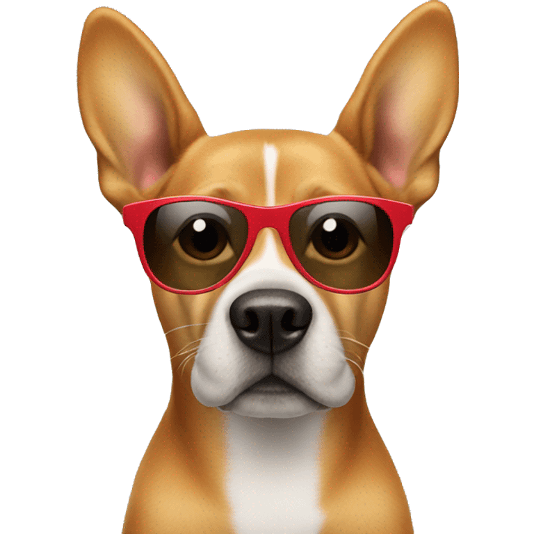 Dog wearing sunglasses with a red shirt  emoji