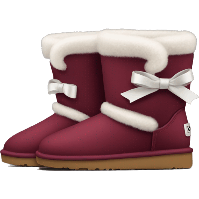 burgundy Ugg boots with white bows emoji