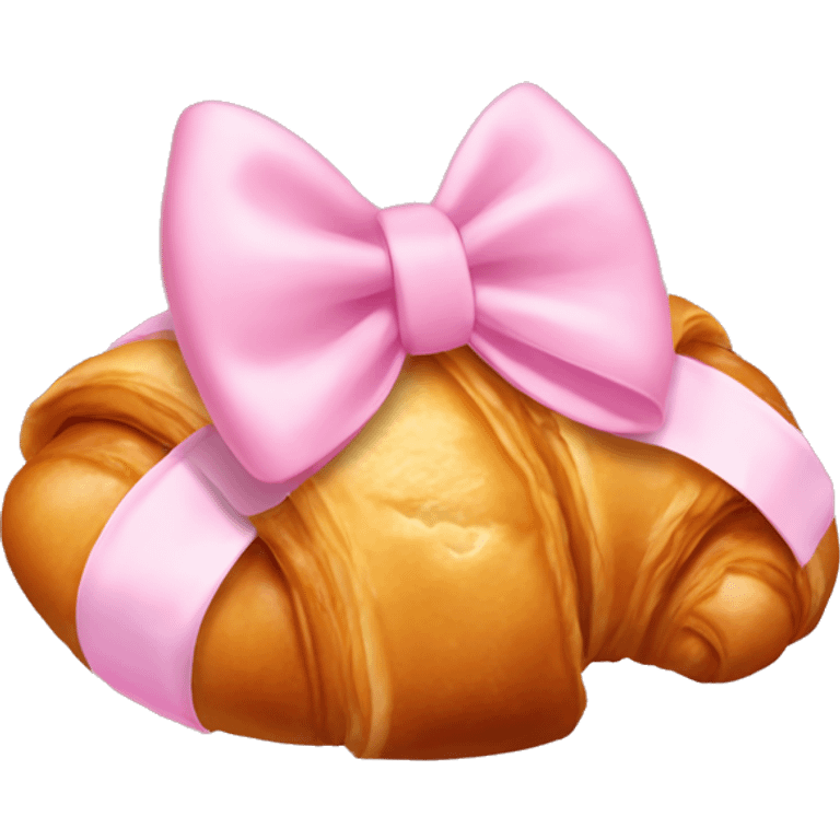 Croissant with light pink bow emoji