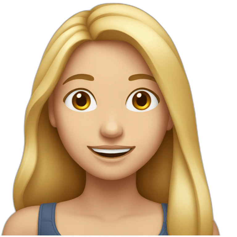 Mujer feliz de piel blanca y cabello largo rubio emoji