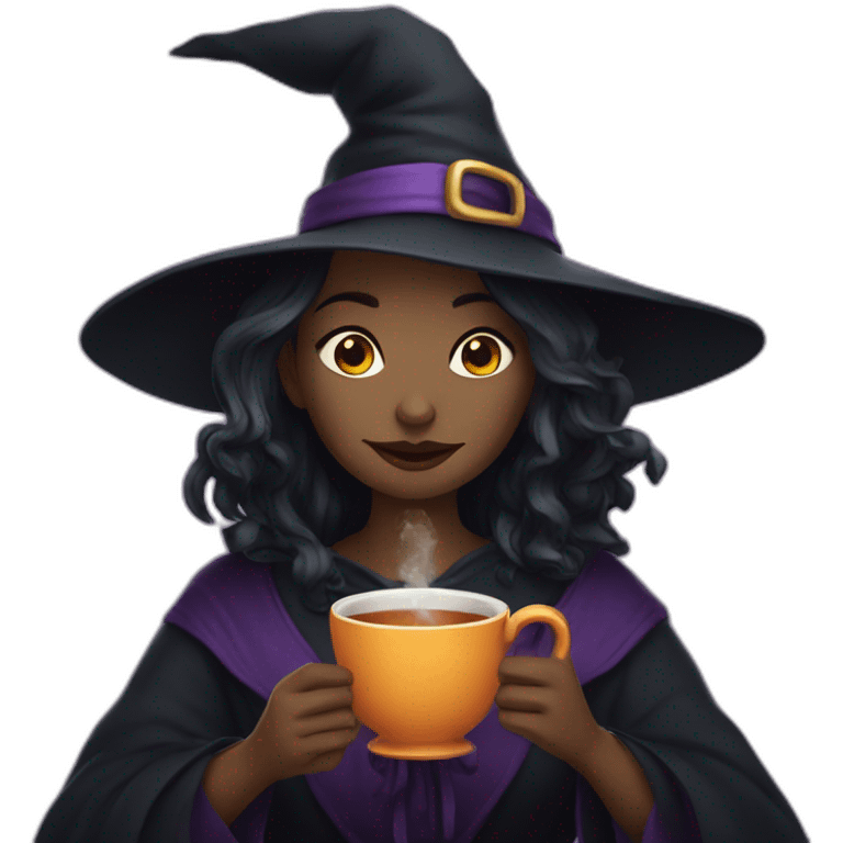 Witch drinking tea emoji