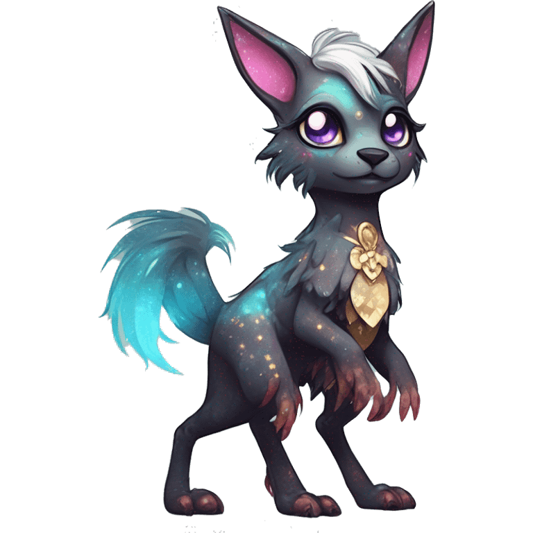 cute Kawaii edgy fantasy animal sparkle fursona Fionbri creature by griffsnuff & LiLaiRa & Falvie full body emoji