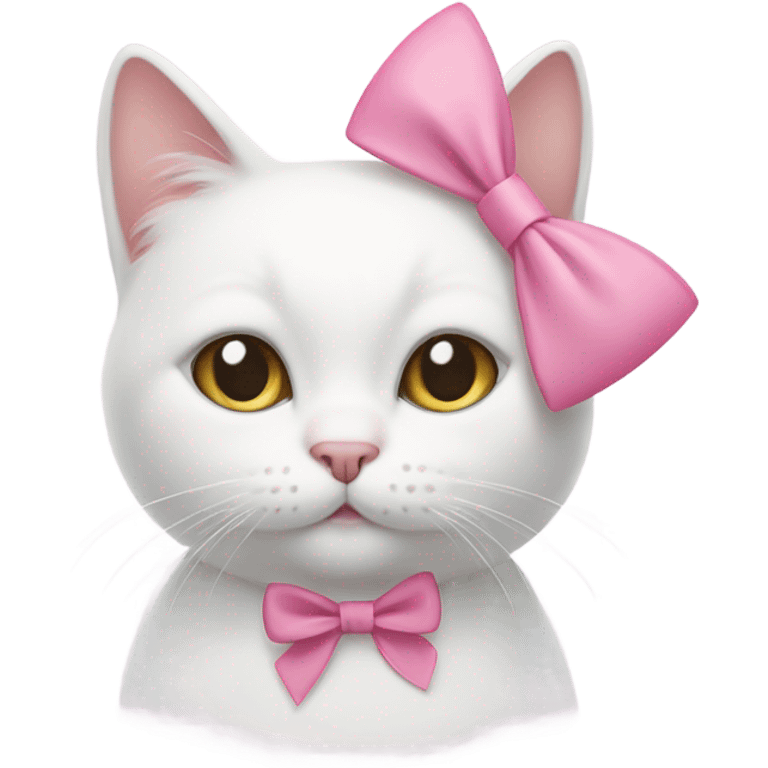 White cat with pink bow on ear emoji