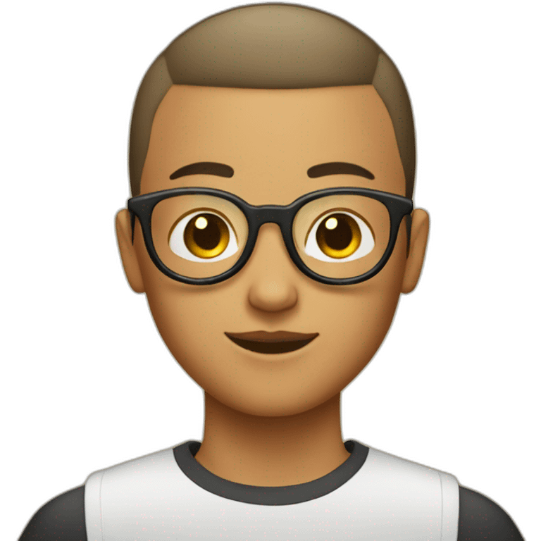 Teenager with a buzz cut and round glasses emoji