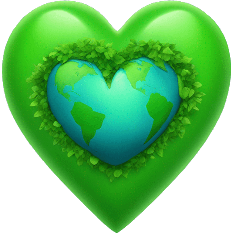 Green heart and earth emoji